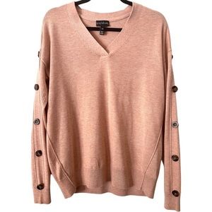 Long Tall Sally Long Sleeve V Neck Sweater with buttons‎ on sleeves